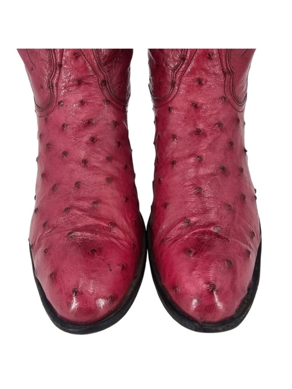Vintage Nocona Boots Exotic Full Ostrich Burgundy Cowgirl Boot Women 6.5 Western - Picture 3 of 16